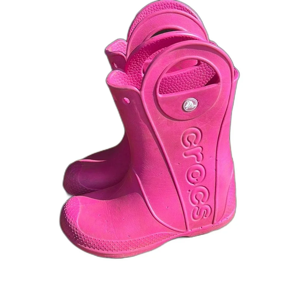 CROCS Rain Boots Kids Childrens Size 12 Pink Pull On Shoes Toddler Girl